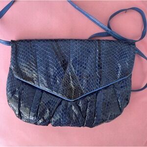 Vintage Letizia Blue Snakeskin Shoulder Bag
